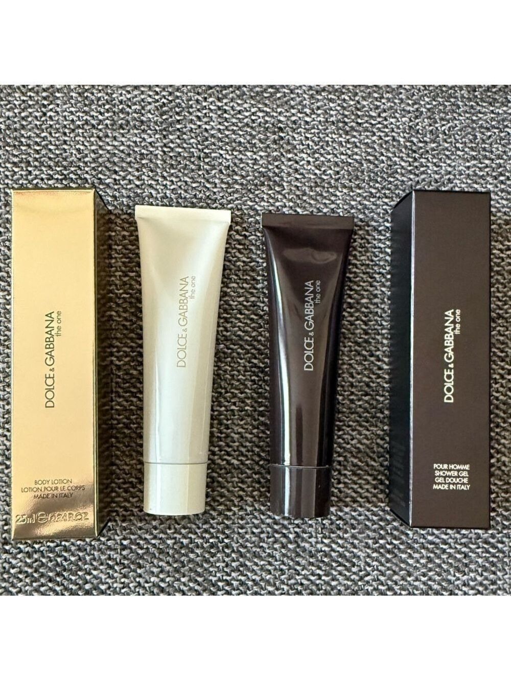 Dolce & Gabbana The One Gold Bath & Body Set of 2 Miniatures New Authentic